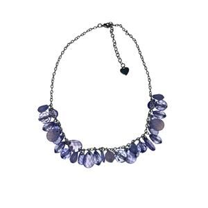 Silver Chain Purple Beaded  Fringe Necklace Whimsical Romantic Fairy Necklace